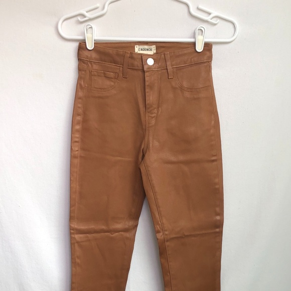 L’ AGENCE Jeans Size 25 Margot High Rise Coated Skinny Java Fall Boho Western - Picture 3 of 11